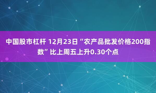 中国股市杠杆 12月23日“农产品批发价格200指数”比上周五上升0.30个点