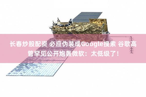 长春炒股配资 必应伪装成Google搜索 谷歌高管罕见公开炮轰微软：太低级了！