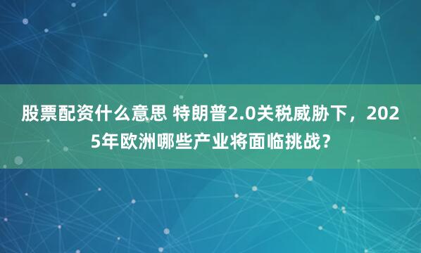 股票配资什么意思 特朗普2.0关税威胁下，2025年欧洲哪些产业将面临挑战？