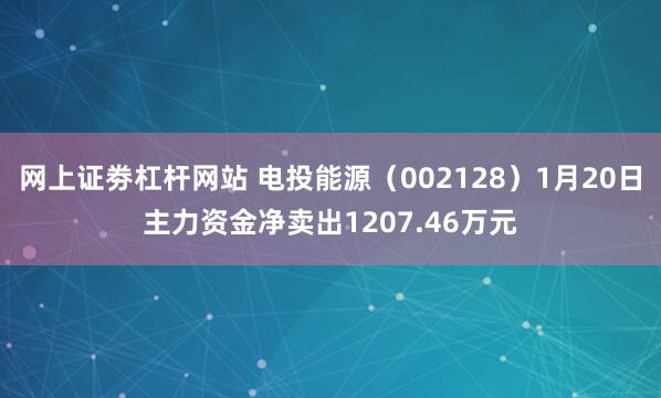 网上证劵杠杆网站 电投能源（002128）1月20日主力资金净卖出1207.46万元