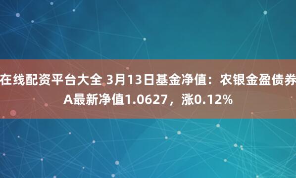 在线配资平台大全 3月13日基金净值：农银金盈债券A最新净值1.0627，涨0.12%