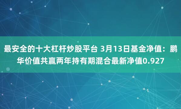 最安全的十大杠杆炒股平台 3月13日基金净值：鹏华价值共赢两年持有期混合最新净值0.927