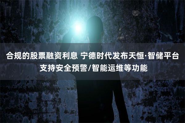 合规的股票融资利息 宁德时代发布天恒·智储平台 支持安全预警/智能运维等功能